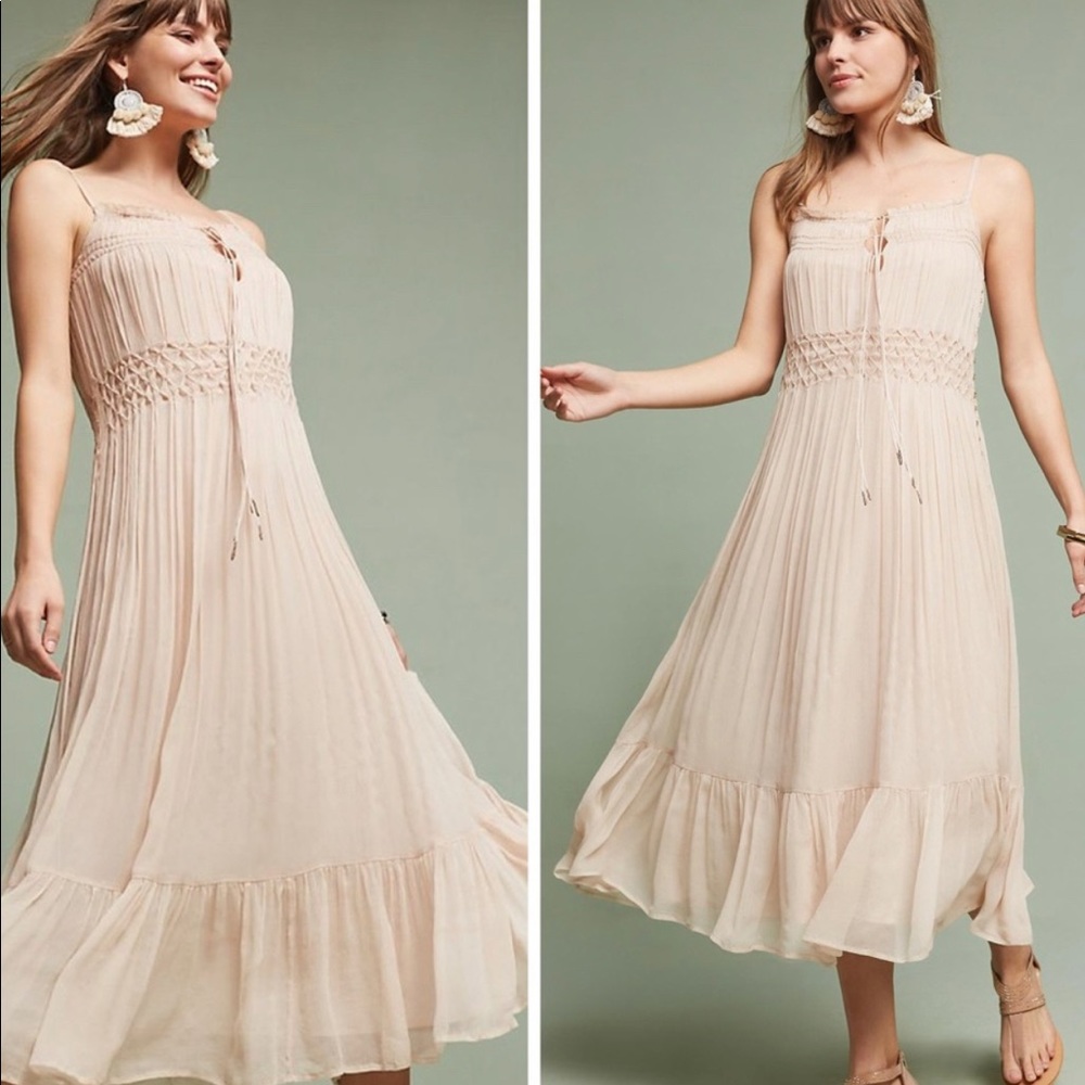 Anthropologie love Sam silk dress hot pink